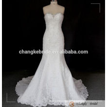 Real Sample Elegant White Lace Mermaid Robe de mariée Applique Dentelle Beading Court Train Custom Made